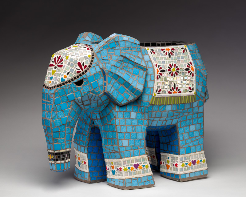 Mosaic elephant sculpture, 2026